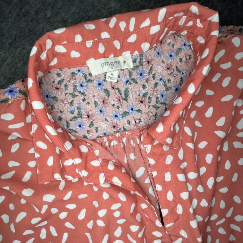 Umgee Mixed Print Tiered Babydoll Dress XL Coral Boho Floral Leopard Mini Animal - Picture 3 of 9